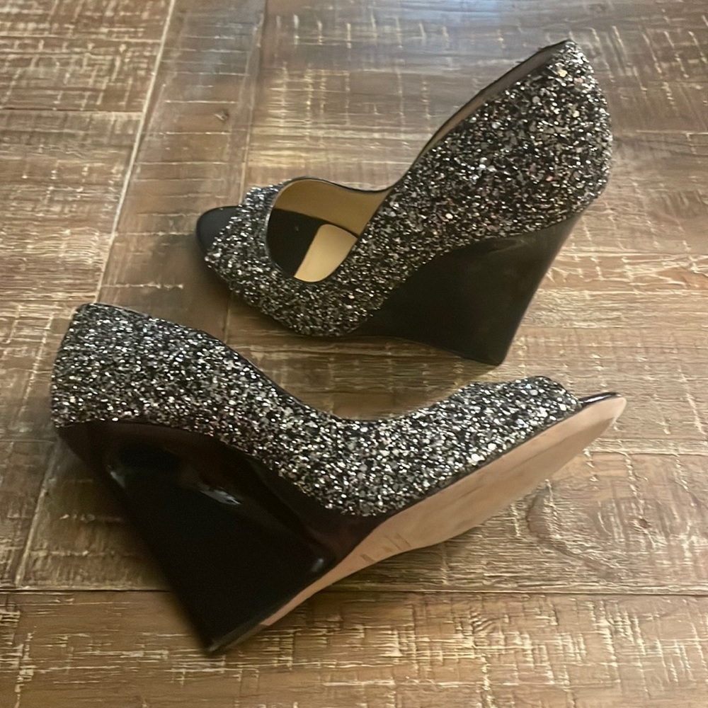 Jimmy Choo “Biel” glitter wedges sz 40 NIB